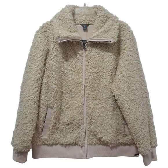 Eddie Bauer Cozy Plush Teddy Fleece Full Zip-Up Collared Sweatshirt Cream 2XL - Picture 1 of 16